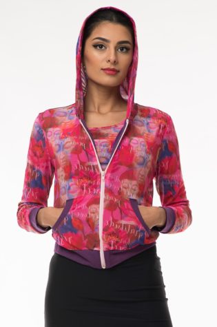 Hoodie – Purple with lightweight pink pattern mesh inlay & purple details