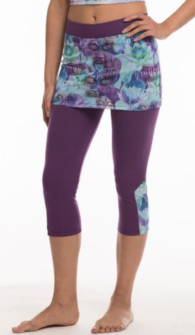 Pants 3/4 length Purple & purple pattern mesh skirt and leg inlay